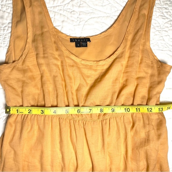 Theory Tiered Ruffle Empire Waist Cotton & Silk Midi Size S Light Apricot - Picture 12 of 15
